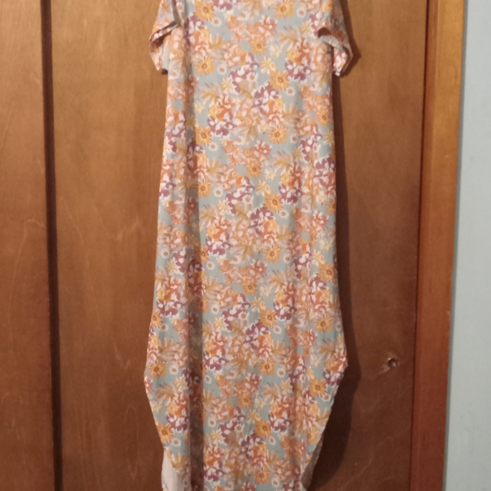 Floral Print Short Sleeve Maxi Dress With Pockets XL